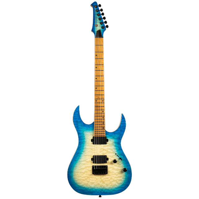 Spira Guitars S-500 QAB Trans Aqua Blue elektrische gitaar ST model